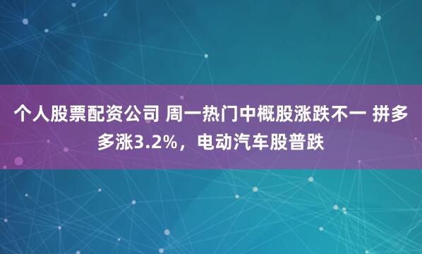 个人股票配资公司 周一热门中概股涨跌不一 拼多多涨3.2%，电动汽车股普跌